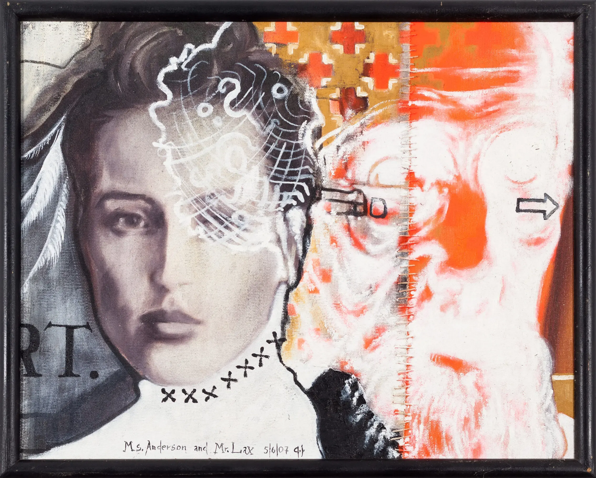 Collage eines geteilten Porträts, junge Frau und alter Mann nebeneinander