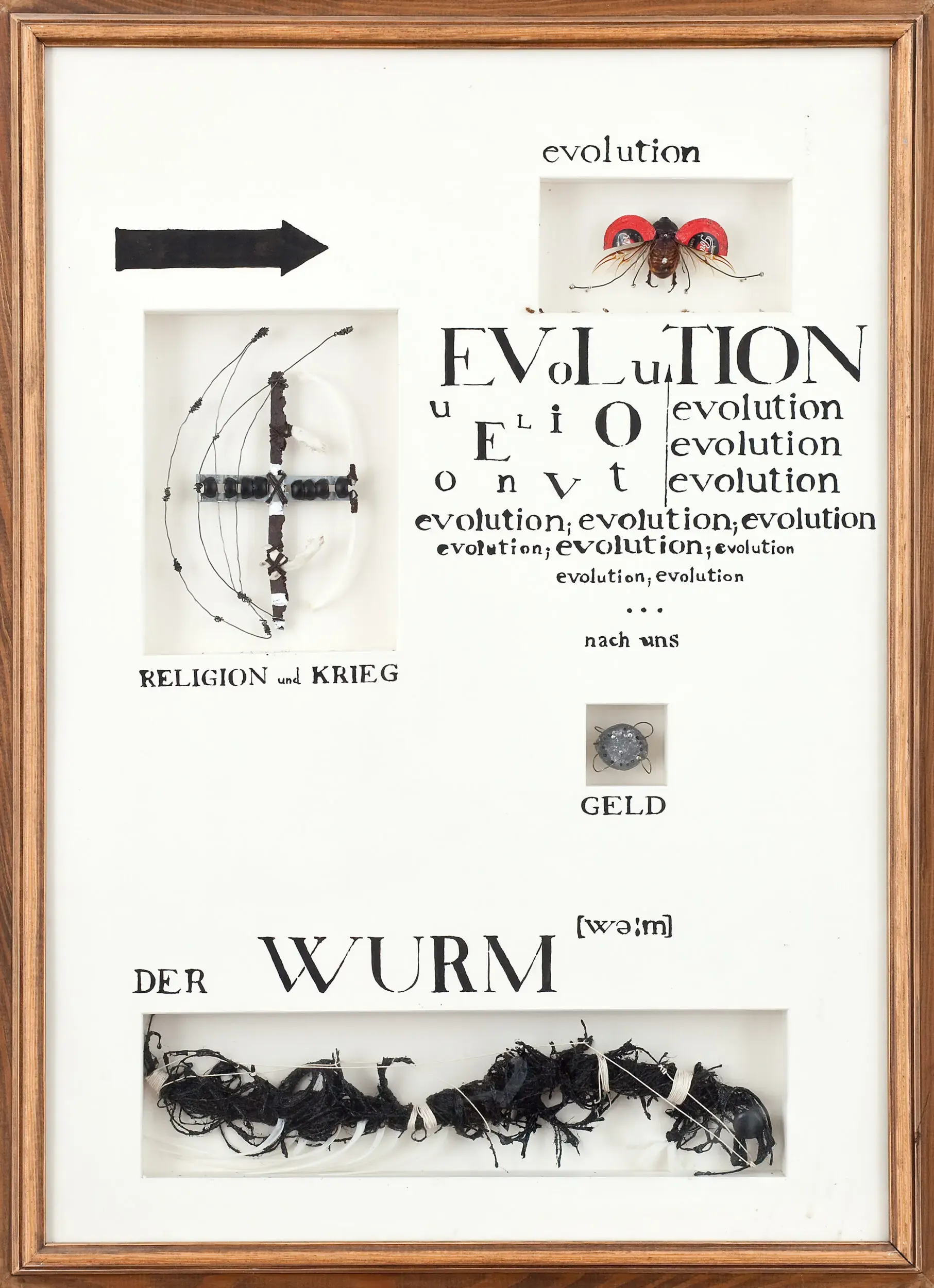 Gerahmte Typografie-Collage zum Thema Evolution