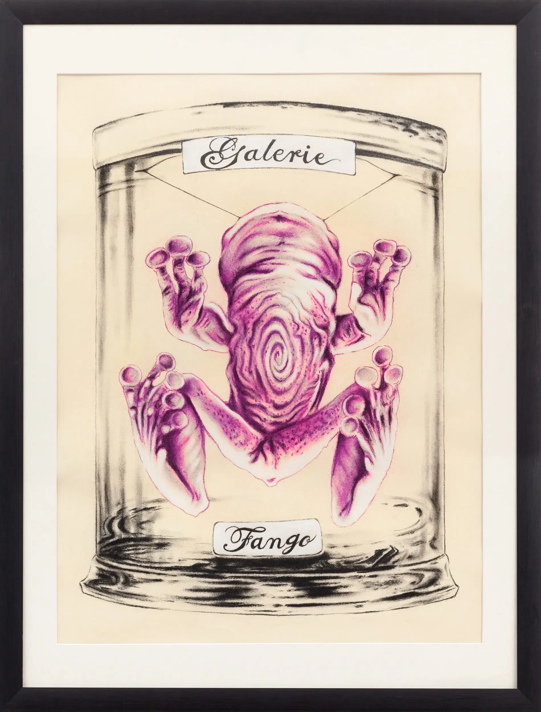 Druckgrafik der Galerie Fango mit rosa Fabelwesen