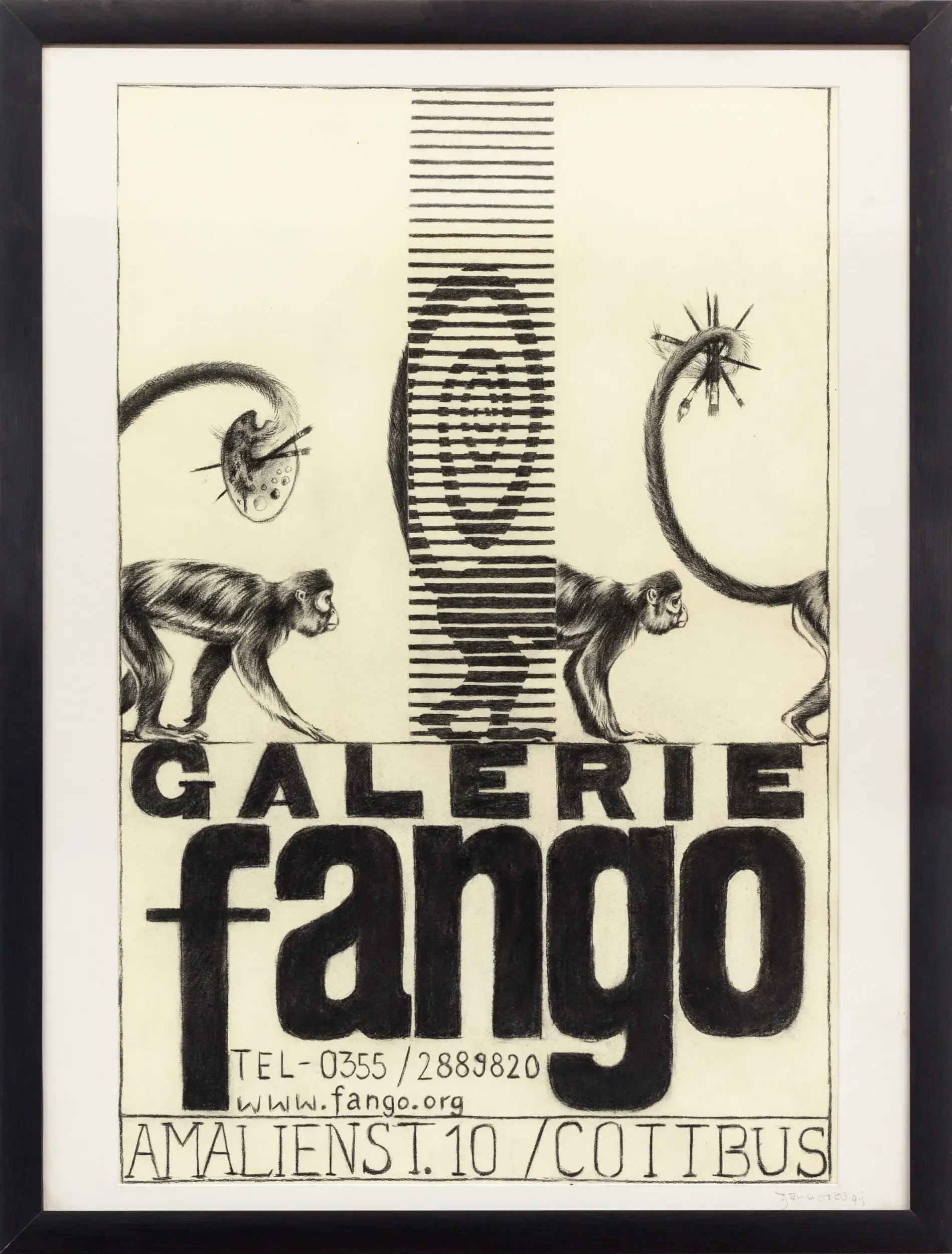 Plakat der Galerie Fango mit Affenmotiven
