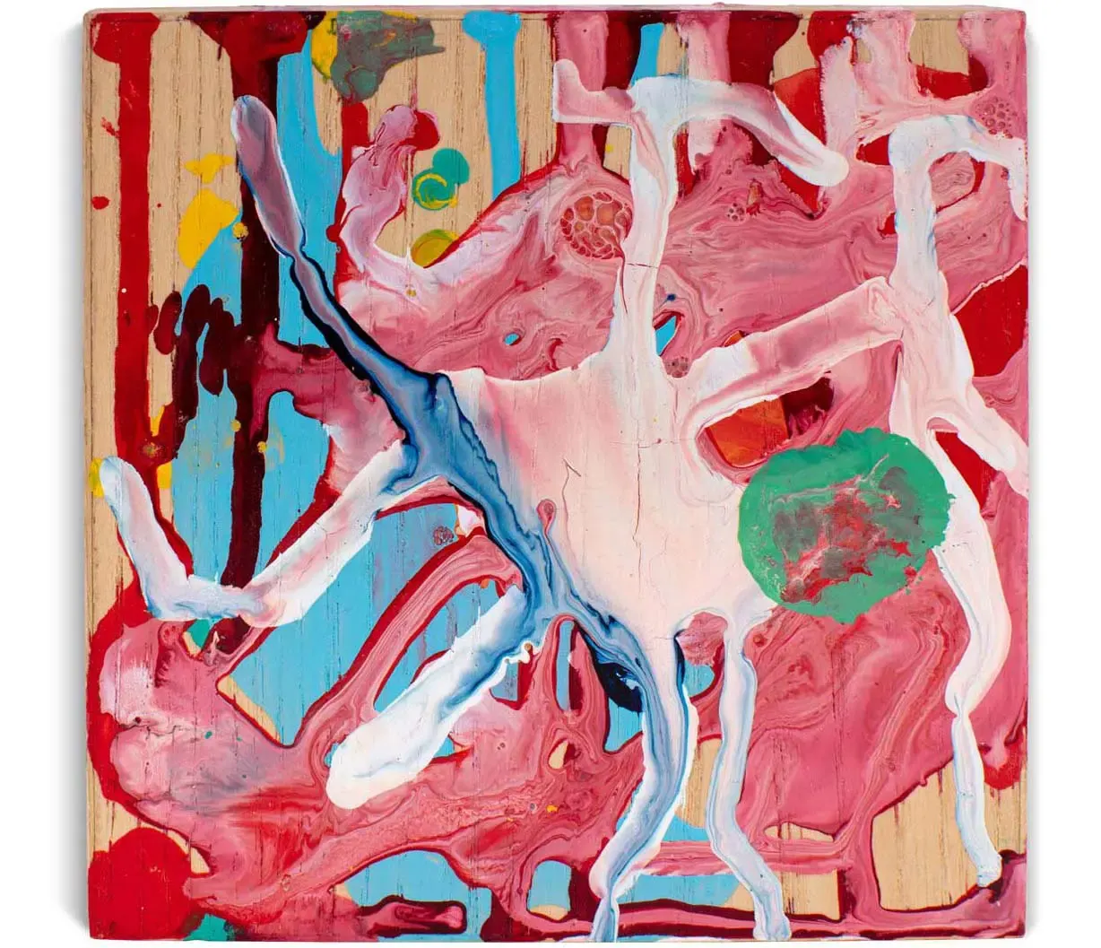 Abstraktes Gemälde mit rosa-blauen Formen