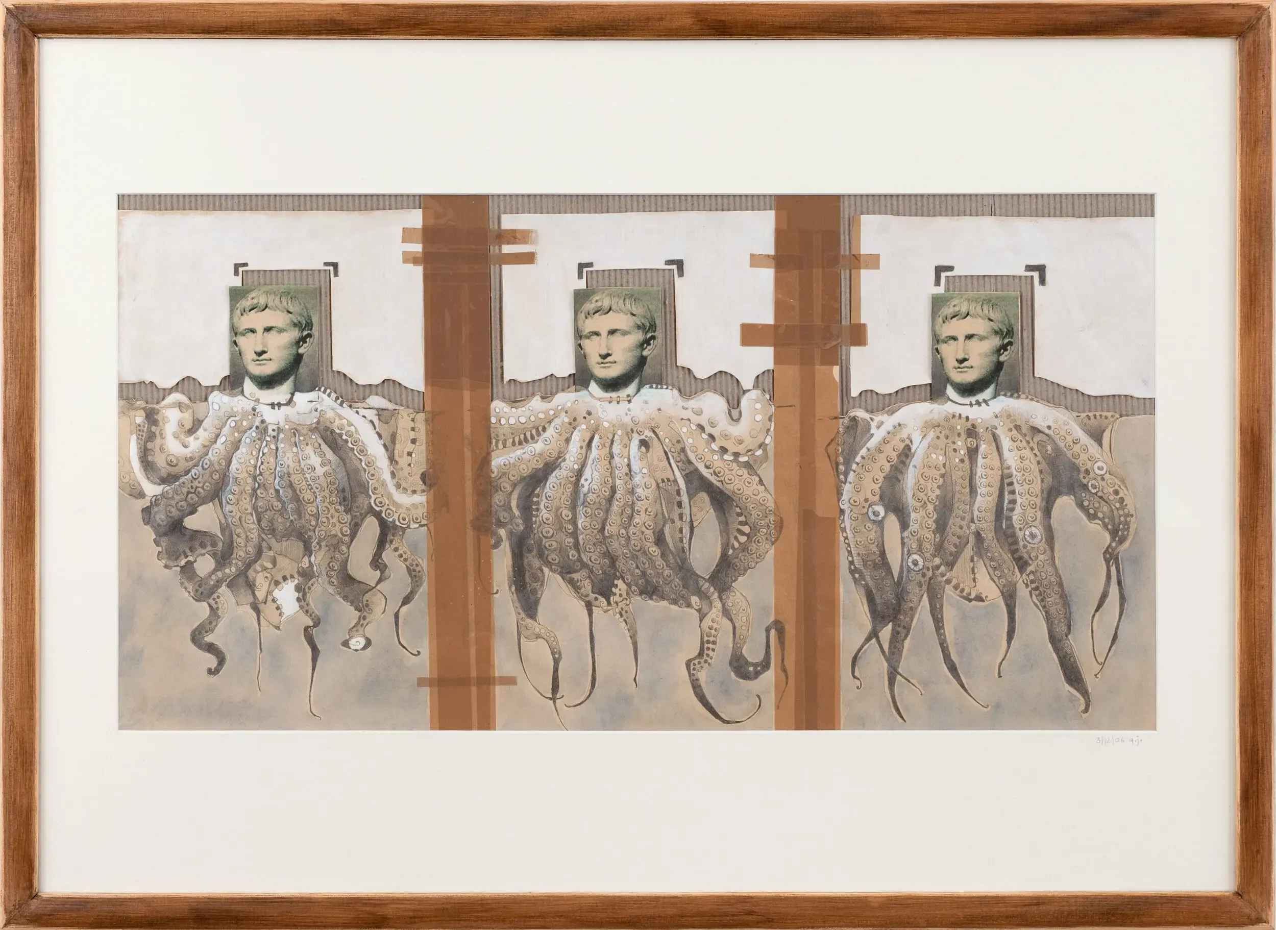 Illustration von drei Figuren in Rüstung, gerahmt
