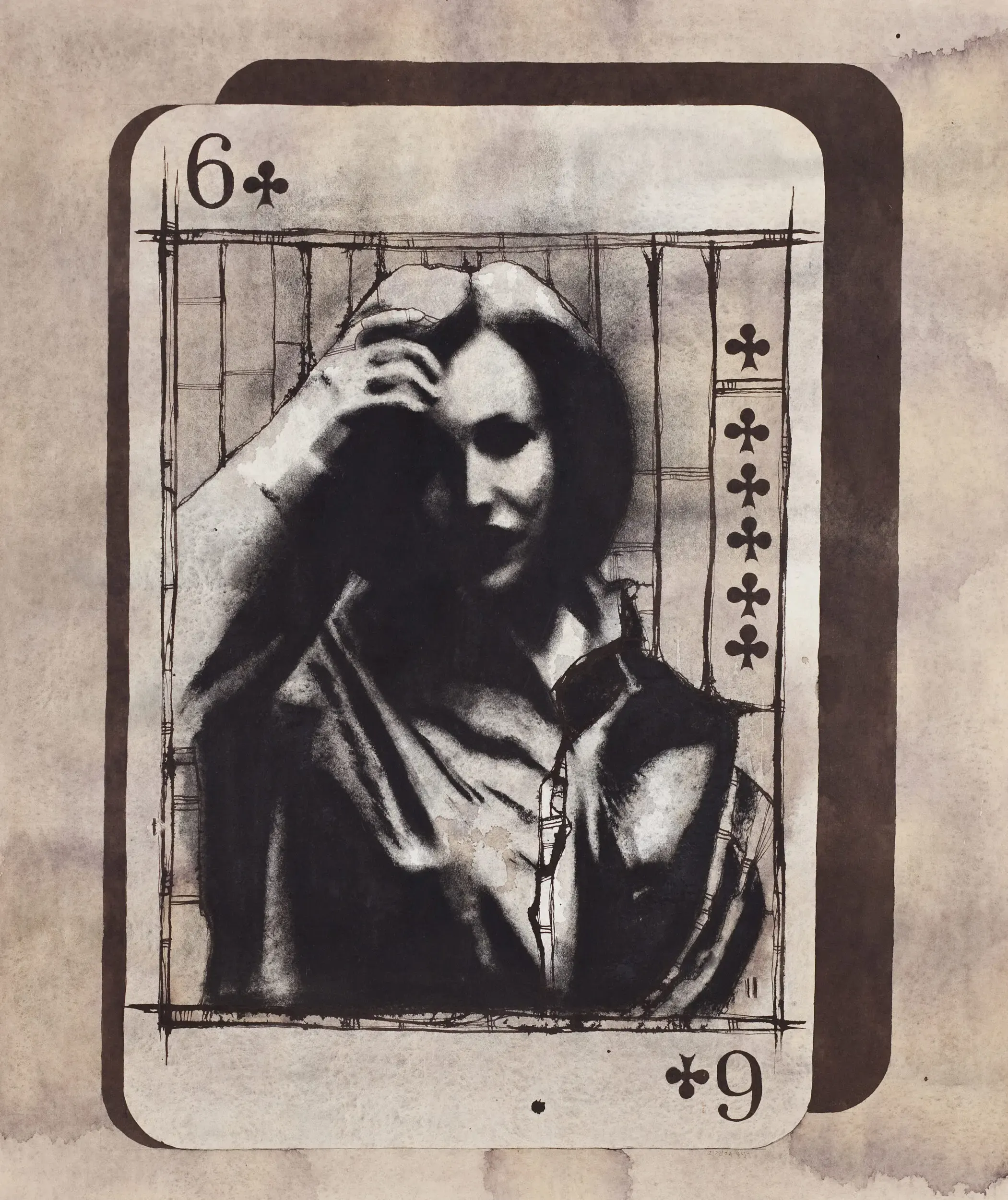 Illustration eines Mannes im Spielkarten-Stil mit Kleeblatt-Symbolen