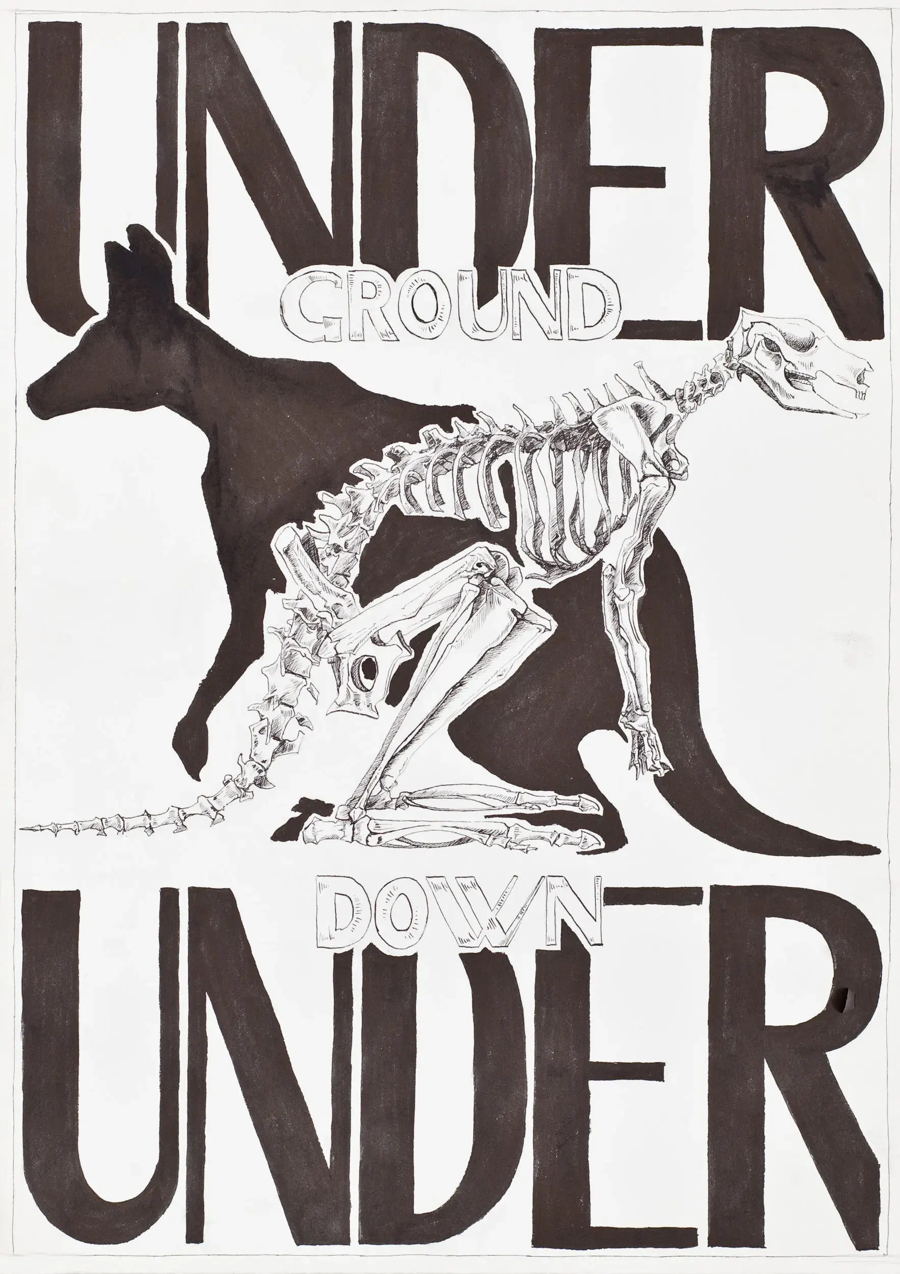 Poster-Illustration "Underground" mit Hundeskelett