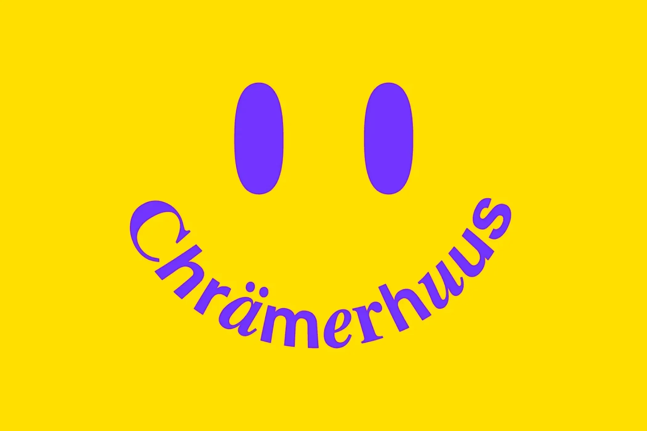 Logo Chrämerhuus mit lächelndem Smiley, gelb