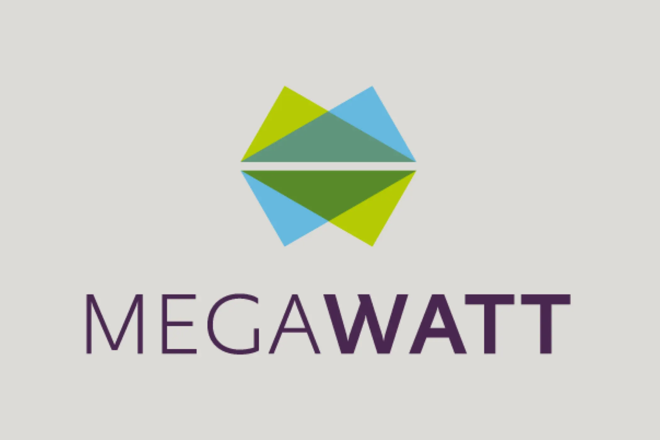 Logo Megawatt, farbiges Rautensymbol mit Schriftzug