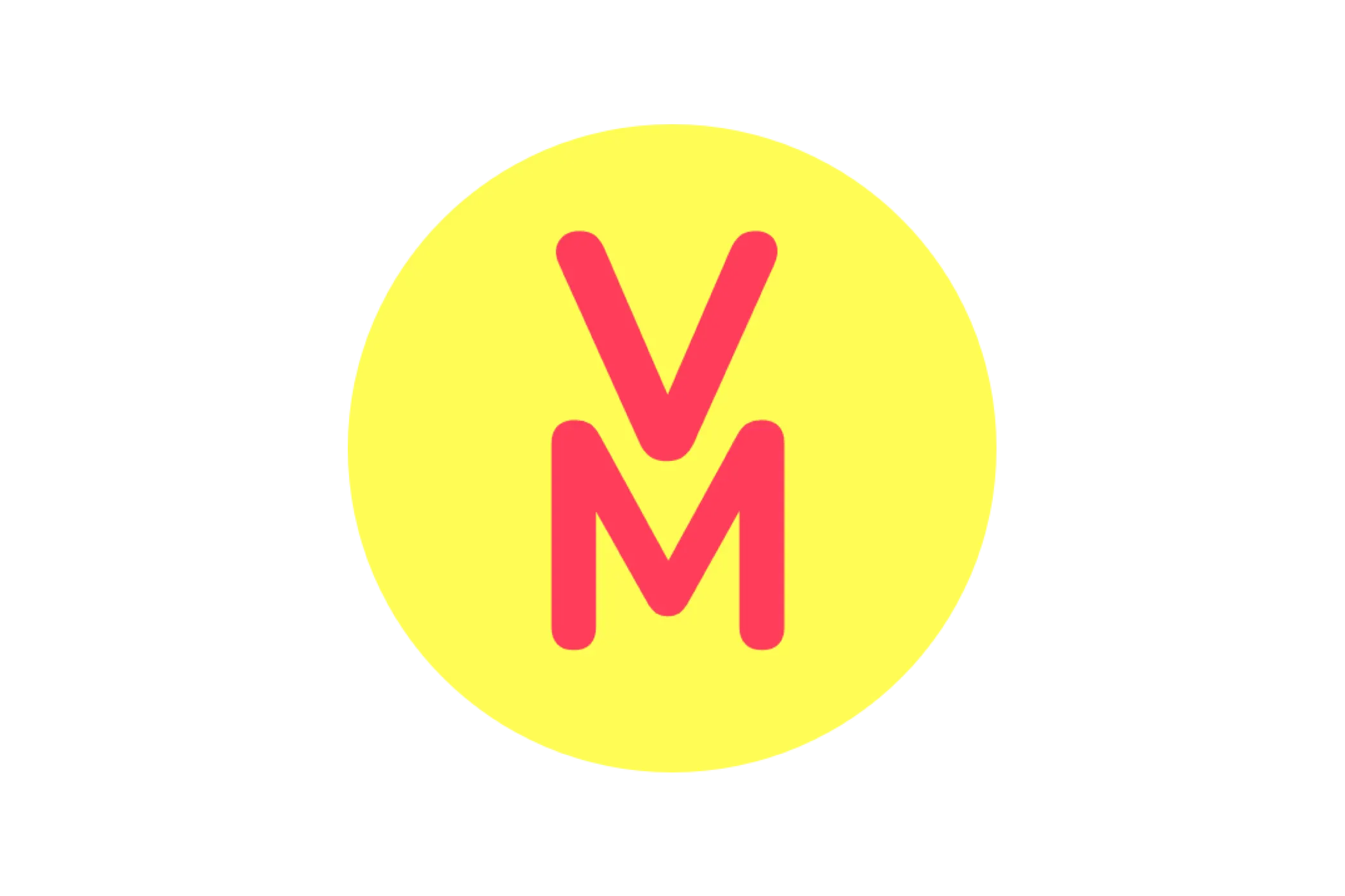 Logo Valerio Moser, gelbes Kreissymbol mit Initialen VM