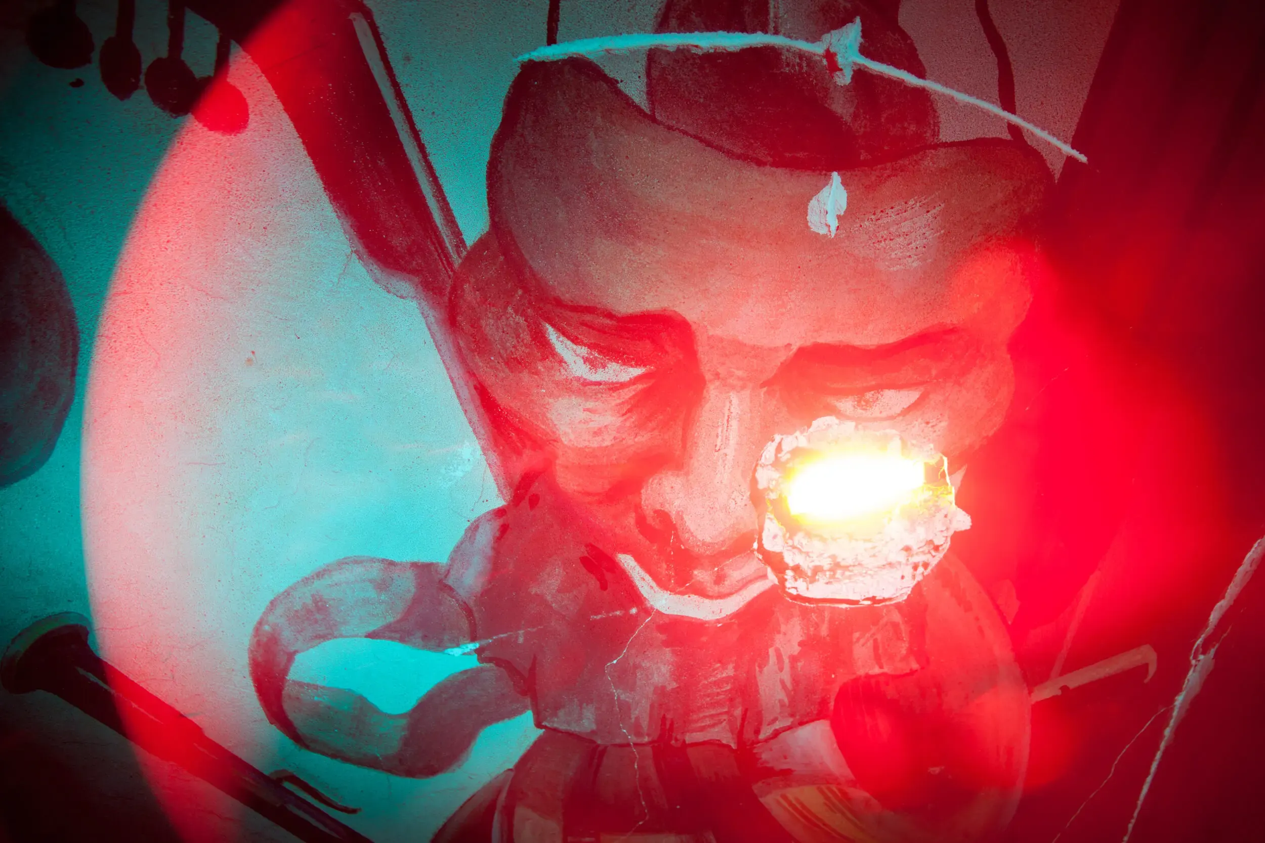 Abstrakte rot getönte Figur mit Lichtpunkt, Mood